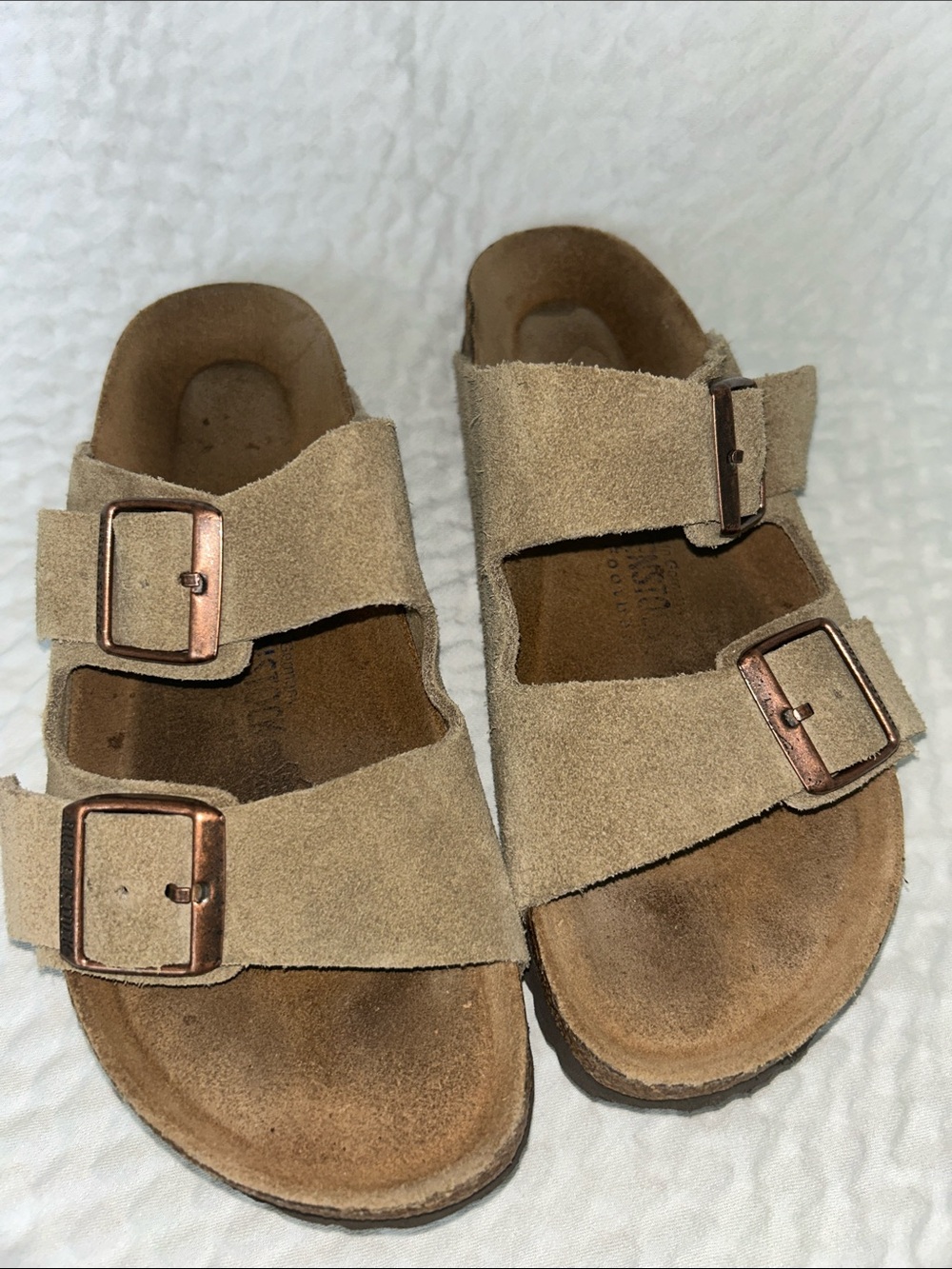 Birkenstock size 39 Double-Buckle Suede Sandals in Tan